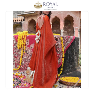 Venta Exclusiva de la Última Moda de la Colección de Diseñador, Traje Anarkali de Seda Pesada con Encaje Elegante para Bodas - Product Image 5