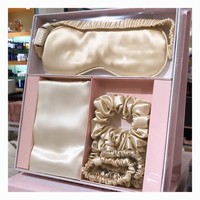 Set Personalizzato di Federa e Mascherina per Occhi in Seta di Gelso 100% con Elastico per Capelli - Certificato Oeko-Tex, Antistatico, per Uso Alberghiero, Confezione Regalo di Lusso