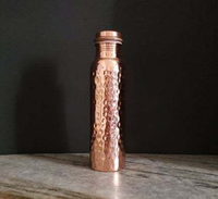 Bouteille en cuivre martelé pur, type à vis, design indien fait main, style classique, écologique, compatible lave-vaisselle