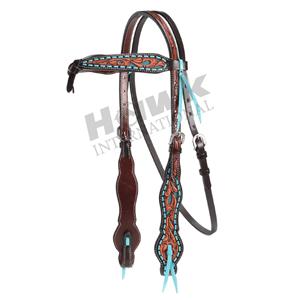 Offre Spéciale de qualité supérieure cuir de cheval Western Headstall Tack Set meilleur prix sculpture Buck Stitch équestre Tack produits - Product Image 2