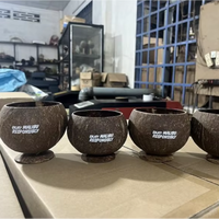 Tasses et soucoupes à thé vintage en coquille de noix de coco naturelle été 2024, capacité 500-700 ml, marque EUTECH pour glaces et boissons EUD002
