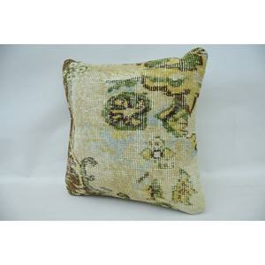 Luxe Vintage Floral Tissé Patchwork 16x16 Beige Laine Kantha Oreiller Cosy Artistique Décor À La Maison pour Coussins Décoratifs - Product Image 3