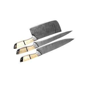 Juego de Cuchillos de Chef Profesionales Burraq, Hechos a Mano, de 7 Piezas, Acero al Carbono, Acero de Damasco, Mango de Madera, Ambidiestros, Modernos y Ecológicos - Product Image 3