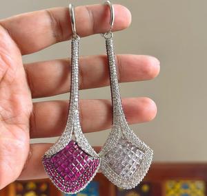 Impresionantes Pendientes de Moda de la Mejor Calidad, Chapados en Plata de Ley, con Piedras de Circonita Cúbica de Doble Cara, para Mujeres y Niñas, para Bodas y Fiestas - Product Image 4