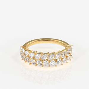 แหวนแต่งงานทองคำ 18K ประดับเพชรโมอิสซาไนต์ทรงลูกแพร์ ดีไซน์หรูหรา - Product Image 1