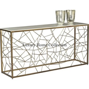 Vente en ligne Table console moderne de luxe de haute qualité Table console personnalisée en métal massif au design floral pour bar salon - Product Image 6