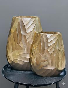 Ensemble de 2 vases à fleurs traditionnels en fonte d'aluminium pour la décoration intérieure culturelle mettant en valeur les techniques d'artisanat métallique - Product Image 5