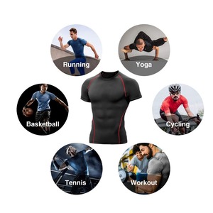 T-shirt de compression pour homme, style personnalisable, logo imprimé, tissu respirant, taille plus, protection pour le corps - Product Image 6