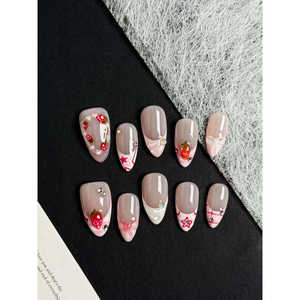 Berry Starry Press-on Nail Art, diseño único con elegante patrón de bayas y estrellas, decoración de uñas fácil de aplicar - Product Image 2