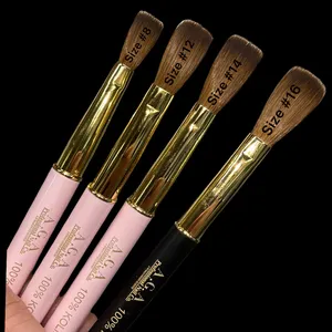 Juego de Brochas para Polvo de Uñas Acrílicas A.G.A 100% Pelo Kolinsky Rosa y Dorado, Brocha de Plástico Suave para Arte de Uñas Acrílicas, Empaque en Caja - Product Image 2