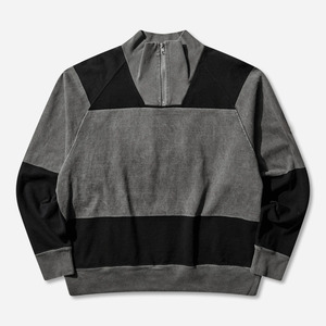 Elegante sudadera con media cremallera en bloque de color para hombre, hecha de tela de mezcla de algodón suave para una comodidad y durabilidad perfectas - Product Image 1