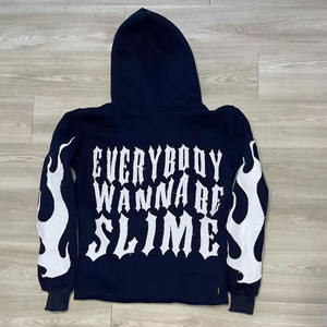 Fabricante Hombres Desgastado Bordado Algodón Mezclado Con Capucha Venta al por mayor Raw Hem Winter Warm Street Style Hoodies - Product Image 4