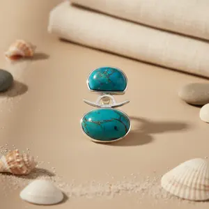 Women's Silver <b>Turquoise</b> Pendant <b>Necklace</b> 14K Gold Platinum Rose Gold Rhodium Plating; Trendy Gift Featuring Opal Diamond Pearl - Product Image 2