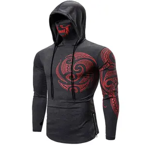 Pull à capuche slim fit Ninja pour la salle de sport, le travail en extérieur, masqué, lourd, vêtements d'hiver, vente en gros OEM, 100% coton respirant en polaire - Product Image 1