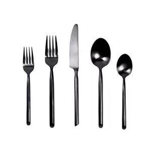 <b>Black</b> Metal Cutlery Set Fork Spoon Knife Silverware Luxury Wedding Flatware Silver Cutlery Set for Home Use - Product Image 1