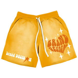 Short en molleton de coton délavé pour hommes Jogger Drawstring Sweat stone Wash Mid Waist Board Shorts avec broderie et impression - Product Image 6