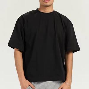 High Quality Blank Men's T-<b>Shirt</b> Durable Cotton Mid Weight Baggy Ribbed Crew Neck <b>Moisture</b> <b>Wicking</b> Drop Shoulder Street Wear - Product Image 2