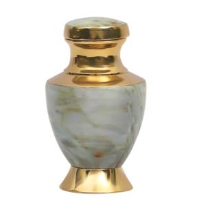 Urna de recuerdo de cremación de latón, urna de recuerdo de cremación funeraria de metal con acabado azul para cenizas humanas - Product Image 4