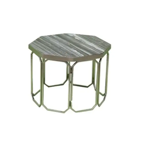 Mesa de centro moderna de lujo italiana con patas doradas, mesa central hexagonal superior de mármol gris para muebles para el hogar, muebles de sala de estar - Product Image 1