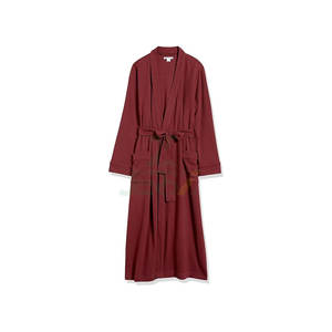 Bata de lujo para mujer, tejida, térmica, ligera, de gofre, de longitud completa, suave, transpirable, cómoda, con logo frontal personalizable, para el hogar - Product Image 6