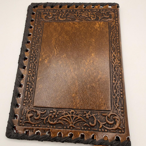 Carnet en cuir italien, couverture rechargeable, motif griffon gaufré, carnet brun médiéval, journal fait main 7x5 pouces - Product Image 3
