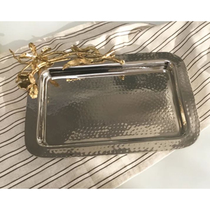 Plateau de service de nourriture plaqué argent en acier inoxydable fait à la main le plus vendu parfait pour les collations alimentaires Dessert accessoires de service - Product Image 3