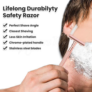 Rasoir de sécurité écologique avec manche en acier inoxydable réutilisable pour le rasage humide traditionnel et les soins de la peau - Product Image 5