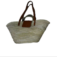Sac seau en paille de style vintage avec deux poignées et fermeture ouverte pour femmes par Moroccansoul, fabriqué au Maroc, modèle 776
