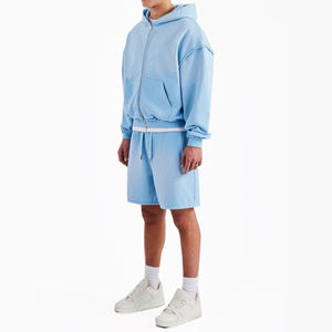 100% coton lourd hommes short ensemble conception personnalisée Boxy sweat à capuche Jorts avant soleil effet délavé imprimé Technique OEM fabrication - Product Image 2