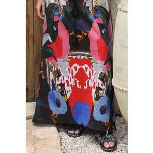 Caftán de Algodón y Seda sin Costuras para Mujer, Transpirable, Informal, para el Día o para Salir de Fiesta, con Cuello Mao, Talla Única XS-XL, Largo hasta la Rodilla - Product Image 5