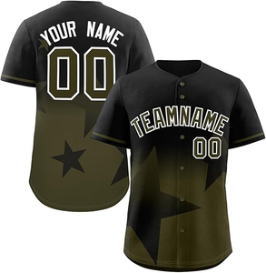 Diseño de la mejor calidad Juventud Gradiente Color Streetwear Hip Hop Béisbol Jersey V/Cuello redondo Camisas de béisbol - Product Image 3