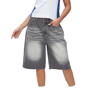 Acid Wash Denim Jorts Unisex Streetwear Baggy Fit Vintage Cotton OEM Jean <b>Shorts</b> Supplier - Product Image 1