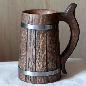 Elegantes tazas de café y té de cerámica con mango de madera Taza de madera Bebida-Ware Taza de té Taza de barril - Product Image 1