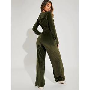 Ensemble jogging brodé à capuche mignon pour l'automne, survêtement pour femmes, logo personnalisé en strass, veste, pantalon évasé, vêtements, ensemble 2 pièces, jersey - Product Image 3