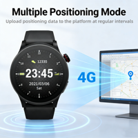 Montre connectée 4G Nano GPS pour personnes âgées avec intégration centre d'appels, écran tactile, localisation intérieure BLE, compteur de pas et bouton SOS anti-panique