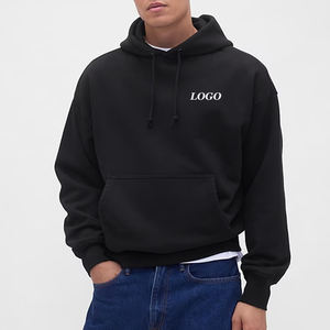 Conception de logo personnalisée et cordon de serrage pour ajuster le capuchon / Sweat-shirt à capuche pour homme en couleur unie lourd avec un design tendance décontracté - Product Image 1