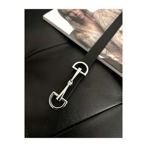 Long, thin black women's <b>belt</b> with <b>silver</b> <b>buckle</b>, suitable for jackets, shirts, and dresses. - Black-<b>Silver</b> - Product Image 4