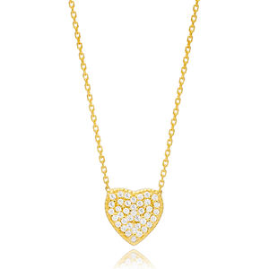 Colgante de Piedra de circón con diseño de corazón delicado, joyería de plata de ley 925 hecha a mano turca - Product Image 1