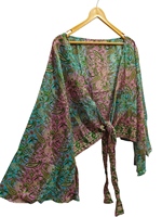 Vêtements pour femmes-Top de luxe en soie à manches cloche, veste à imprimé floral cachemire, cadeau pour elle-Top court indien