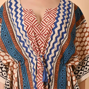 New Handmade Floral Modest Long Maxi <b>Kaftan</b> <b>Dress</b> Cotton Block Print Loose Fit Boho Beach Cover-Up for Wholesale Price - Product Image 1