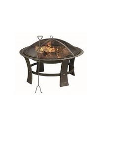 Paquete pequeño clásico para exteriores, cubierta redonda, rocas de vidrio rústico, Pellet de cerámica, Caldero de vaquero, muebles portátiles para fogatas - Product Image 2