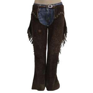 est un paire de chaps de travail en cuir pleine fleur Weaver Leather Shotgun de couleur marron - Product Image 5