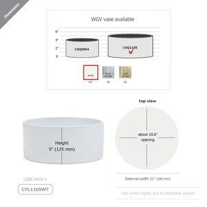 CYL1105WT - เซรามิกทรงกระบอกสีขาว - 11 x 5 - Product Image 3