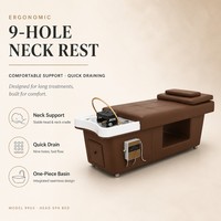 Lit de spa capillaire moderne 9903, lit de lavage électrique avec pulvérisateur d'eau, repose-nuque ergonomique, équipement de salon et spa pour lavage de cheveux et massage