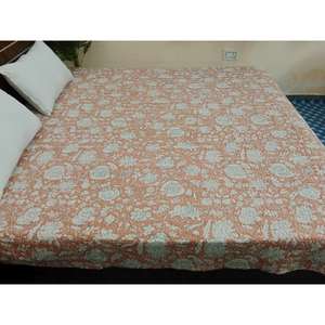 Couette Kantha en coton de luxe faite à la main King-Queen Size Motif rouge élégant Confort inégalé Lavable Literie chaude Maison Hôtels - Product Image 2