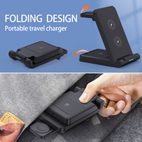 Station de charge sans fil 3 en 1 pliable pour téléphone, montre et écouteurs, adaptateur QC 3.0, boîte de vente au détail pour les voyages