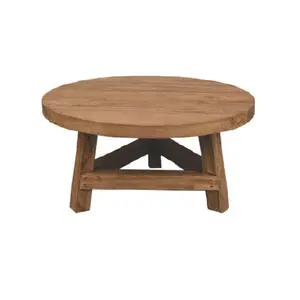 Tavolino da caffè in legno massello di alta qualità rotondo antico a 6 posti in legno massello di recupero tavolino da caffè in legno battuto laterale
