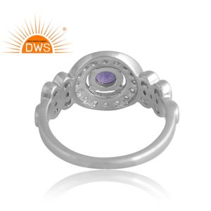 Nuevo diseño, Plata de Ley 925, tanzanita natural chapada en paladio y anillo de piedras preciosas de topacio blanco, proveedor de joyería personalizada - Product Image 2