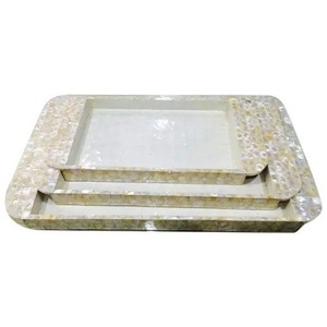 Elegante bandeja para servir con incrustaciones de fregona hecha a mano diseñada para comedor de lujo, estilo de sala de estar y decoración interior moderna - Product Image 1
