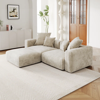 Sofá seccional modular minimalista moderno, conjunto de sofá cama, tela de pana, detalle de plumas, sala de estar, hoteles, villas, Apartamentos